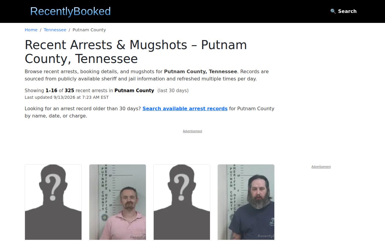 Unofficial Putnam County recent arrest publisher