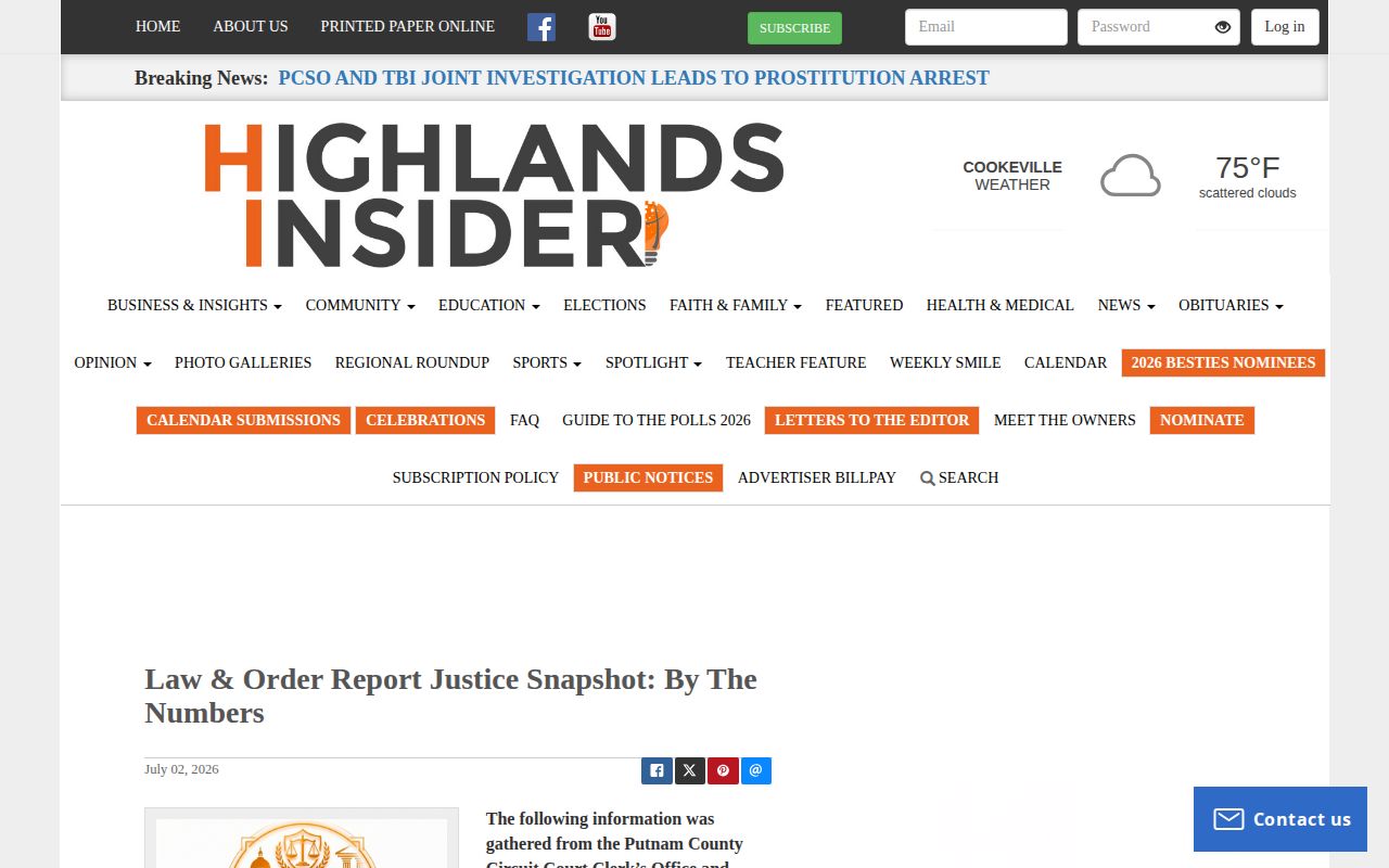 Putnam County multi-day arrest report court and news context
